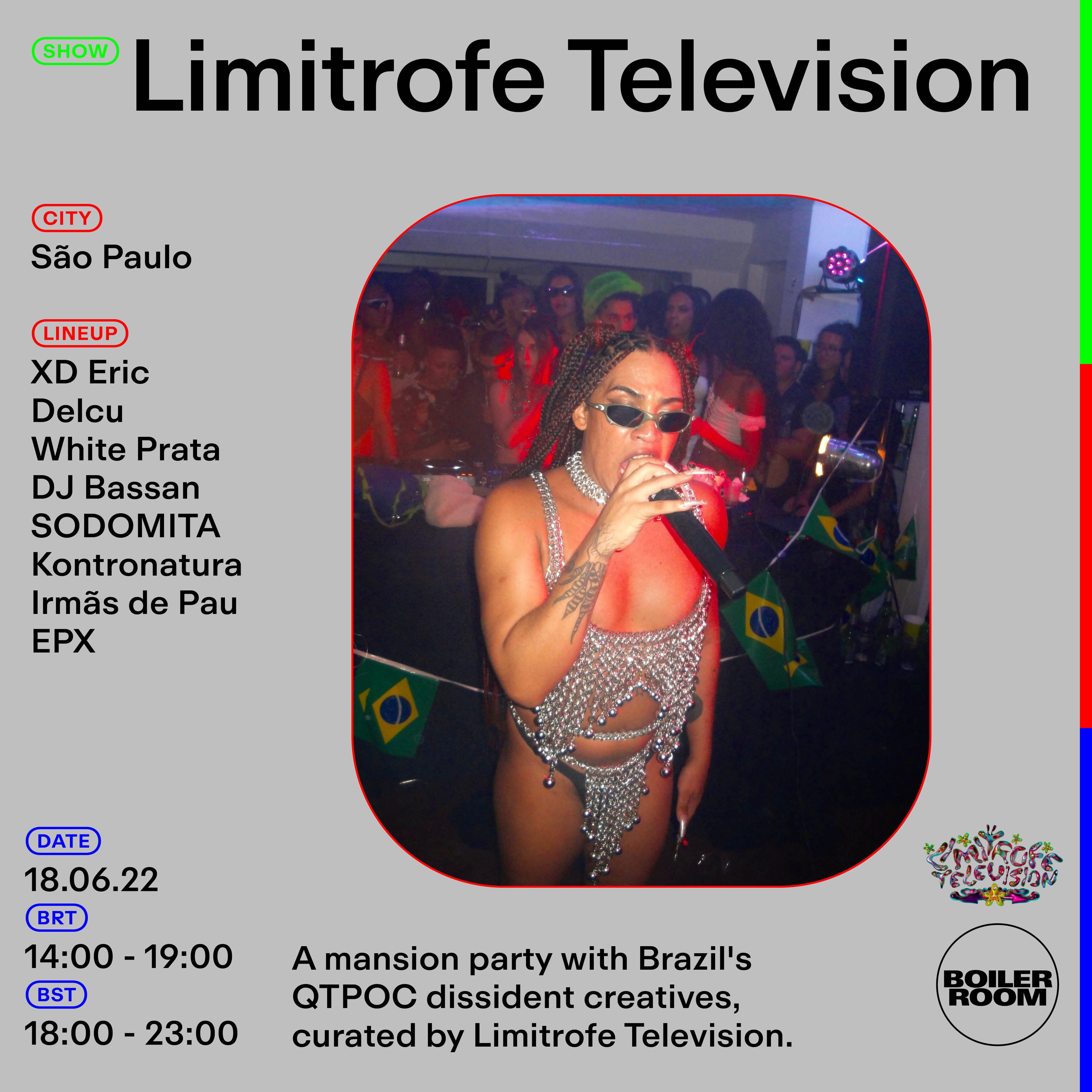 Flyer for event São Paulo: Limitrofe Television.