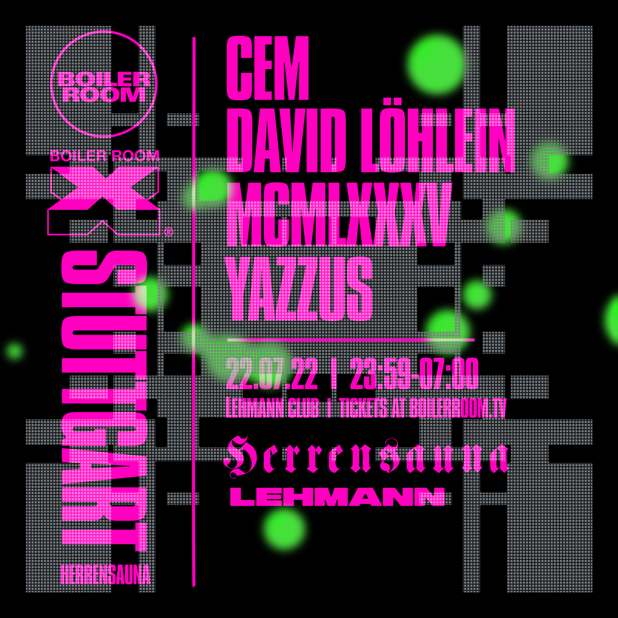 Flyer for event Boiler Room x Herrensauna: Stuttgart.