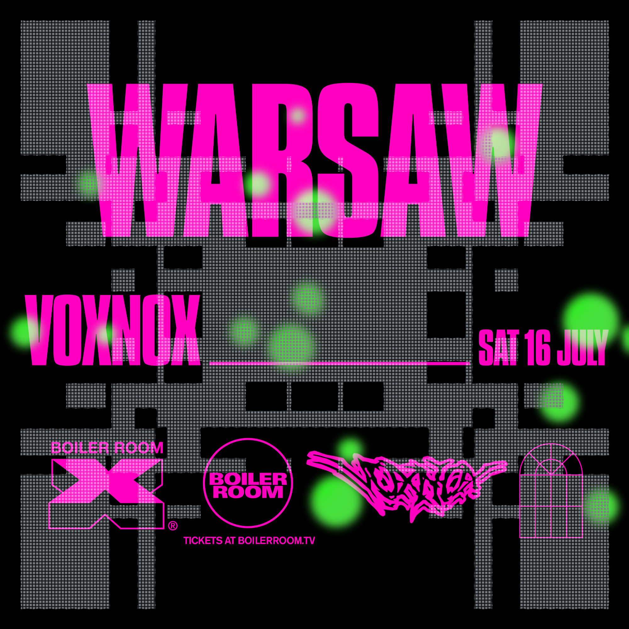 Flyer for event Boiler Room x Voxnox: Warsaw.