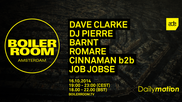 Flyer for event ADE: Dave Clarke, DJ Pierre, Barnt, Romare & Cinnaman b2b Job Jobse .