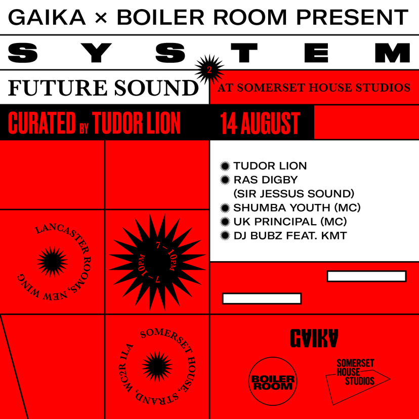 Flyer for event SYSTEM FUTURE SOUND: TUDOR LION.