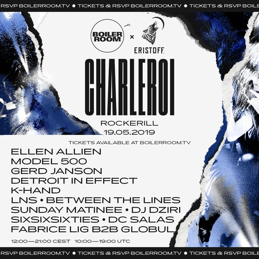 Flyer for event Boiler Room X Eristoff Day/Night Belgium.