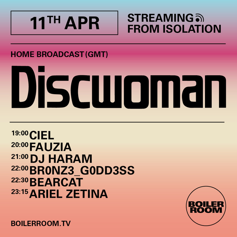 Flyer for event Streaming From Isolation with Discwoman.