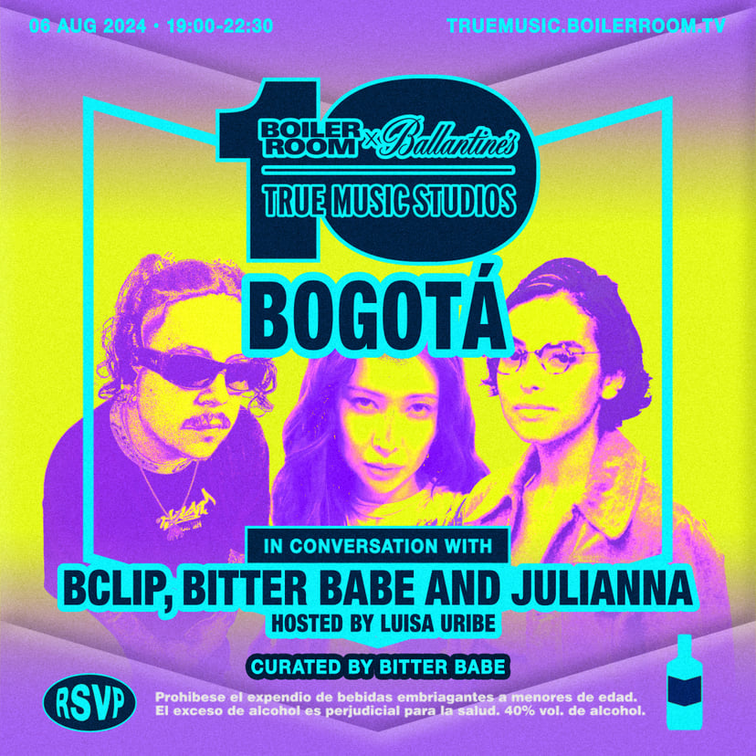 Flyer for event In Conversation With: Challenging the notion of the Latin Club | Boiler Room x Ballantine’s True Music Studios: Bogotá.