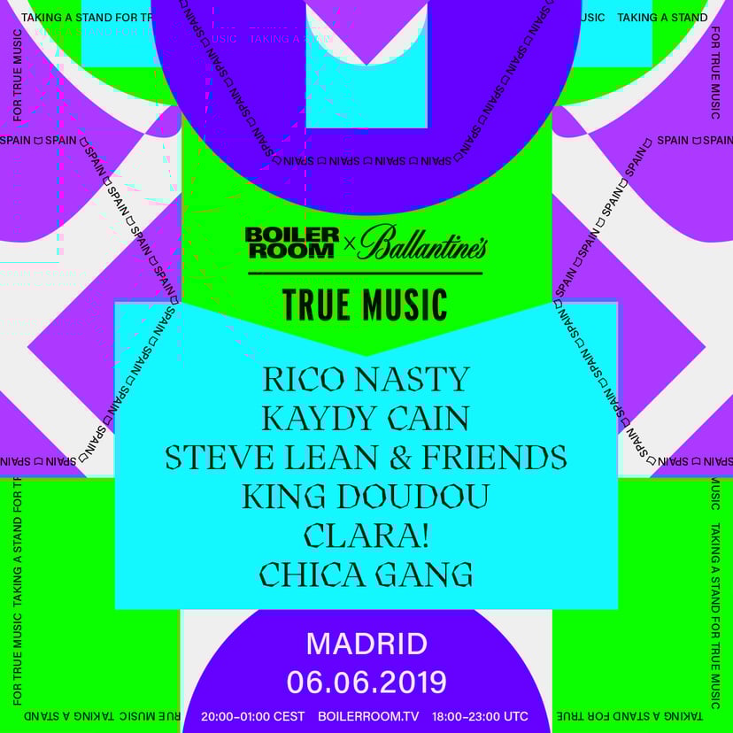 Flyer for event Boiler Room x Ballantine's True Music: Madrid 2019.