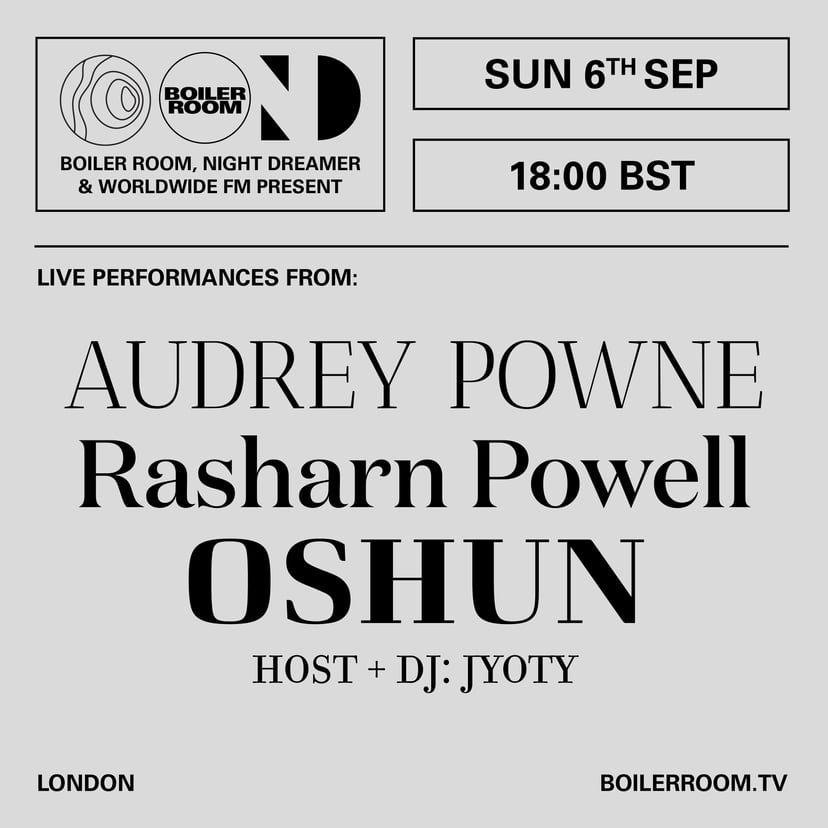 Flyer for event Boiler Room with Night Dreamer & Worldwide FM.